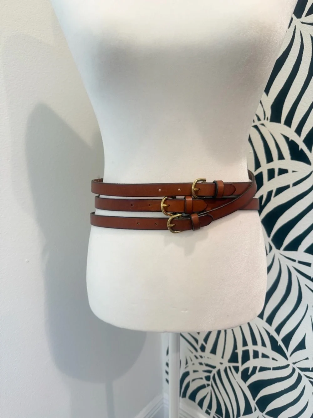 J. Crew Tan Double-Strap Belt with Gold Buckles - Picture 2 of 4